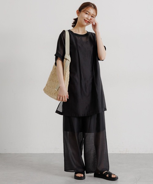 studio CLIP(スタディオクリップ)の「タンクトップセットシアーチュニックワンピース(ワンピース・レディース・ブラック/ベージュ・FREE)」の8枚目の写真