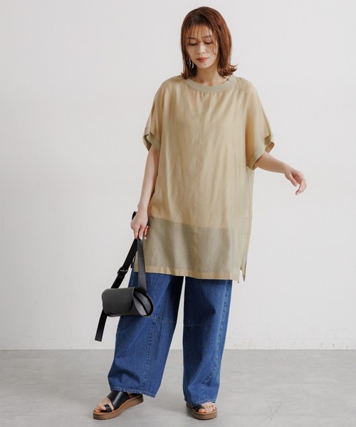 studio CLIP(スタディオクリップ)の「タンクトップセットシアーチュニックワンピース(ワンピース・レディース・ブラック/ベージュ・FREE)」の12枚目の写真