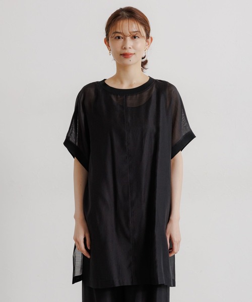 studio CLIP(スタディオクリップ)の「タンクトップセットシアーチュニックワンピース(ワンピース・レディース・ブラック/ベージュ・FREE)」の15枚目の写真