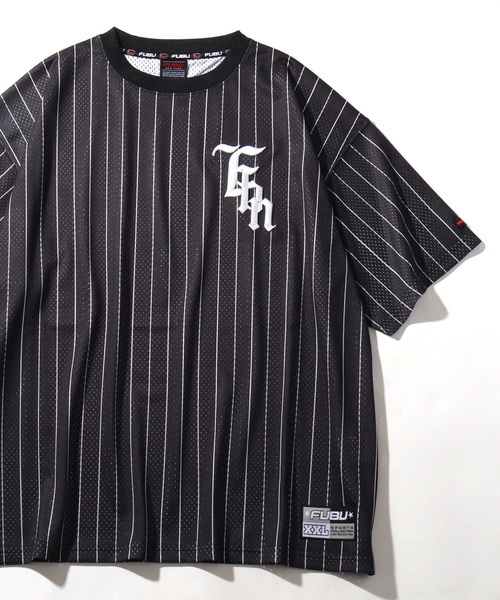 入手困難 即納 送料込 フブ FUBU Tシャツ ライン ストライプ FUBU Tシャツ 半袖 速乾 通気性 大きいサイズ フブ メッシュT