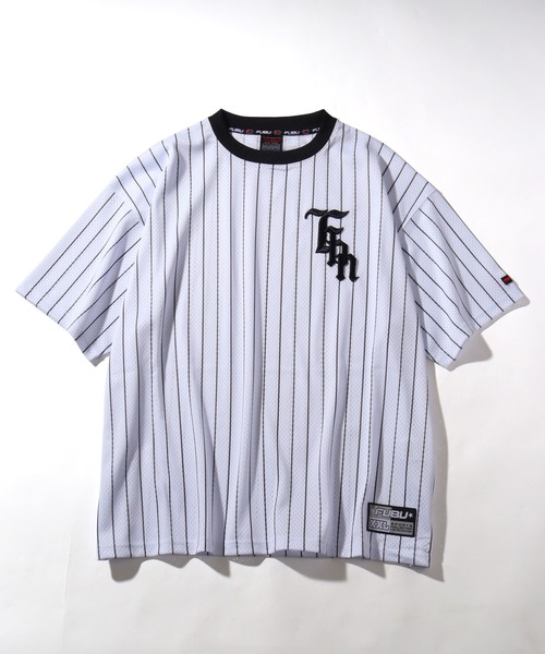入手困難 即納 送料込 フブ FUBU Tシャツ ライン ストライプ FUBU Tシャツ 半袖 速乾 通気性 大きいサイズ フブ メッシュT