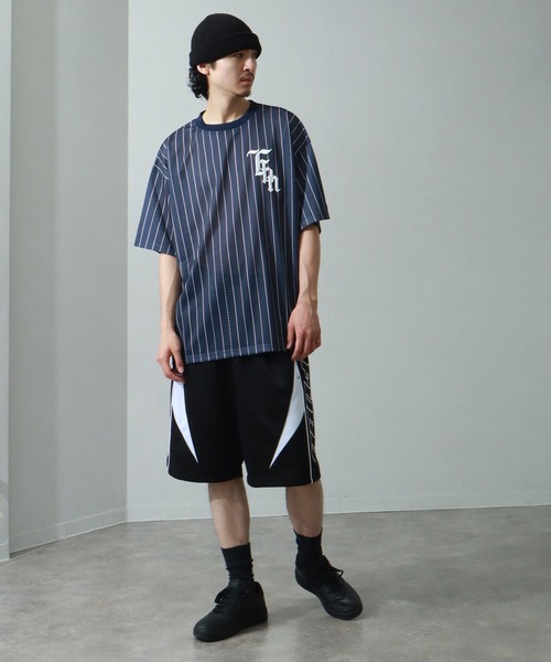 入手困難 即納 送料込 フブ FUBU Tシャツ ライン ストライプ セール】【FUBU/フブ】MESH STRIPE T-SHIRT/メッシュストライプ