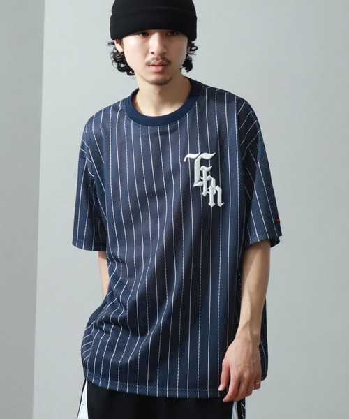 入手困難 即納 送料込 フブ FUBU Tシャツ ライン ストライプ FUBU tシャツ フブ ブランド ロゴ 刺繍 アメカジ メッシュ