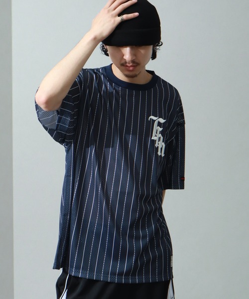 セール】【FUBU/フブ】MESH STRIPE T-SHIRT/メッシュストライプ