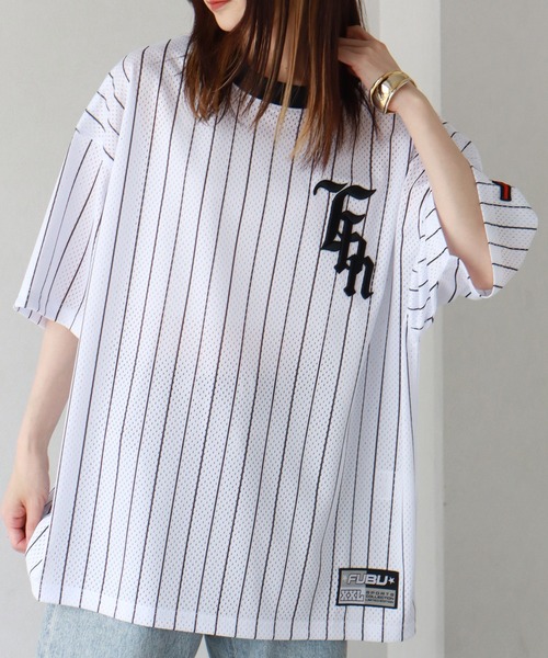 入手困難 即納 送料込 フブ FUBU Tシャツ ライン ストライプ セール】【FUBU/フブ】MESH STRIPE T-SHIRT/メッシュストライプ