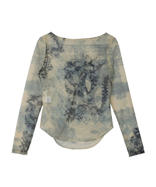 MEDI 2WAY TROMPE L'OEIL LACE PRINT SKIN TOP（Tシャツ