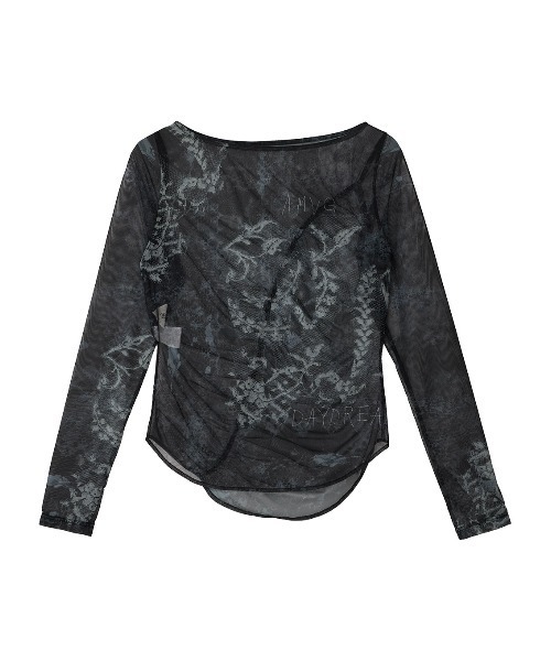 【新品未使用】Ameri VINTAGE/トップス/長袖/フリーサイズ MEDI 2WAY TROMPE L'OEIL LACE PRINT SKIN TOP（Tシャツ