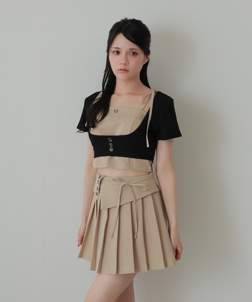 M DOLLY(エムドリー)の「*M DOLLY original* girls layered pleats setup/ガールズレイヤードプリーツセットアップ(セットアップ・レディース・ベージュ/グレー・S/M)」の1枚目の写真