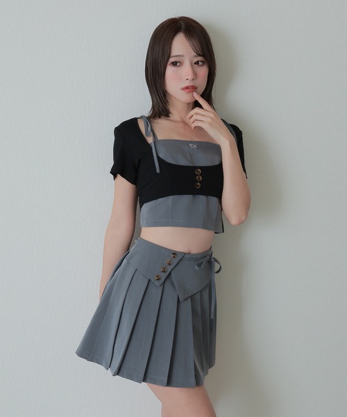 M DOLLY(エムドリー)の「*M DOLLY original* girls layered pleats setup/ガールズレイヤードプリーツセットアップ(セットアップ・レディース・ベージュ/グレー・S/M)」の3枚目の写真