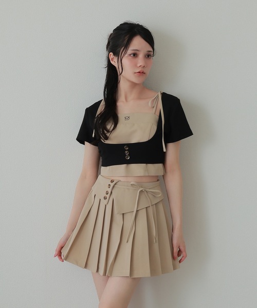M DOLLY(エムドリー)の「*M DOLLY original* girls layered pleats setup/ガールズレイヤードプリーツセットアップ(セットアップ・レディース・ベージュ/グレー・S/M)」の8枚目の写真