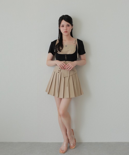 M DOLLY(エムドリー)の「*M DOLLY original* girls layered pleats setup/ガールズレイヤードプリーツセットアップ(セットアップ・レディース・ベージュ/グレー・S/M)」の9枚目の写真