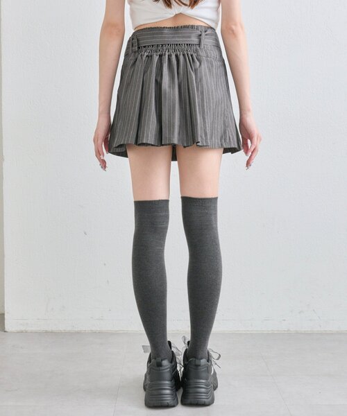 セール】バックルベルト付きプリーツミニスカート（スカート