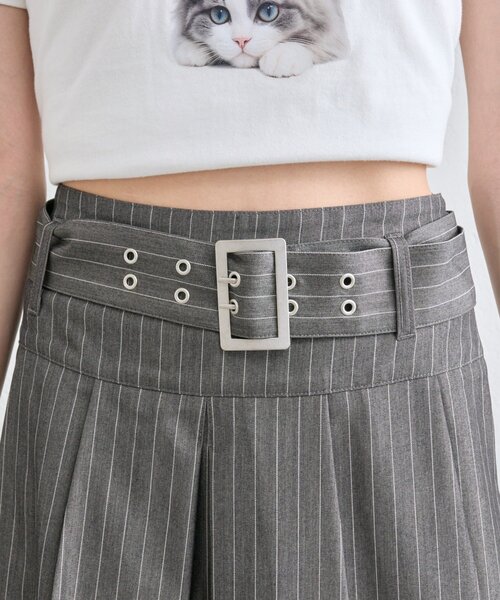 OLIVE des OLIVE（オリーブデオリーブ）の「バックルベルト付きプリーツミニスカート（スカート・レディース・ブラック/ストライプ/オフホワイト・FREE）」の18枚目の写真