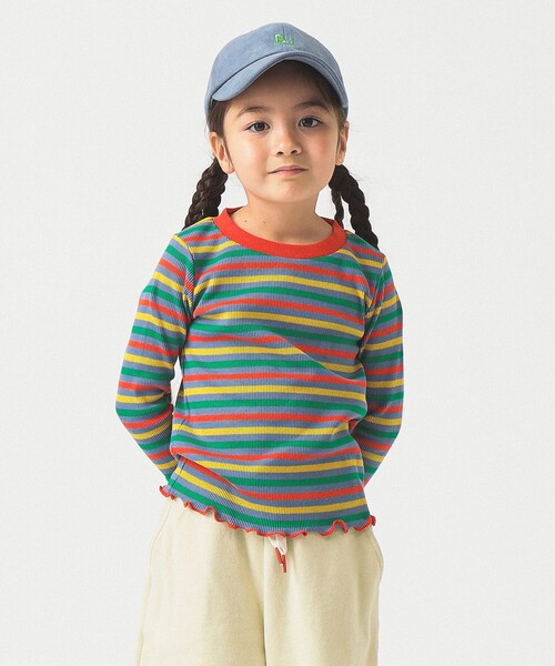 B:MING by BEAMS（ビーミングバイビームス）の「テレコボーダー フレアスリーブ プルオーバー カットソー 2025FW（100～140cm）（Tシャツ/カットソー・キッズ・サックスブルー/ピンク・130/120/110/100/140）」の5枚目の写真