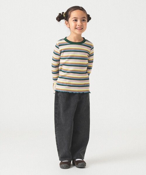 B:MING by BEAMS（ビーミングバイビームス）の「テレコボーダー フレアスリーブ プルオーバー カットソー 2025FW（100～140cm）（Tシャツ/カットソー・キッズ・サックスブルー/ピンク・130/120/110/100/140）」の7枚目の写真