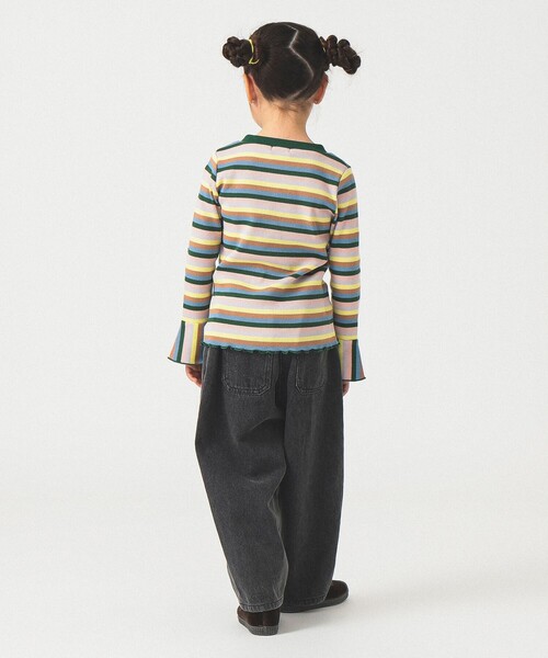 B:MING by BEAMS（ビーミングバイビームス）の「テレコボーダー フレアスリーブ プルオーバー カットソー 2025FW（100～140cm）（Tシャツ/カットソー・キッズ・サックスブルー/ピンク・130/120/110/100/140）」の9枚目の写真