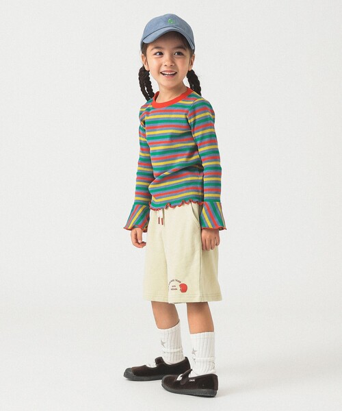 B:MING by BEAMS（ビーミングバイビームス）の「テレコボーダー フレアスリーブ プルオーバー カットソー 2025FW（100～140cm）（Tシャツ/カットソー・キッズ・サックスブルー/ピンク・130/120/110/100/140）」の16枚目の写真