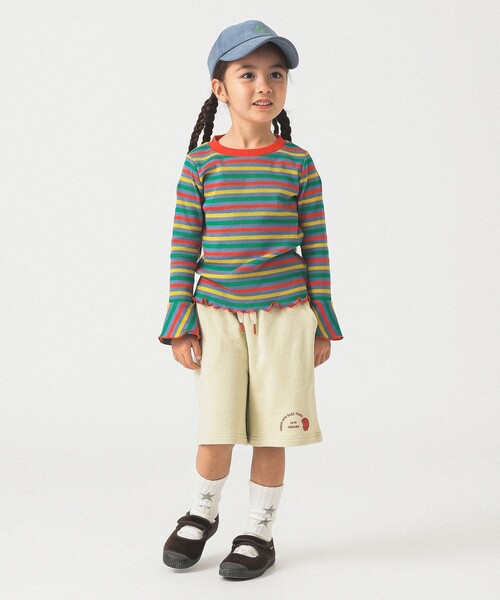 B:MING by BEAMS（ビーミングバイビームス）の「テレコボーダー フレアスリーブ プルオーバー カットソー 2025FW（100～140cm）（Tシャツ/カットソー・キッズ・サックスブルー/ピンク・130/120/110/100/140）」の17枚目の写真