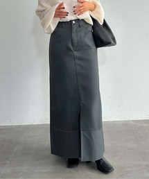 1chaku. | ロールアップツイルロングスカート(デニムスカート)