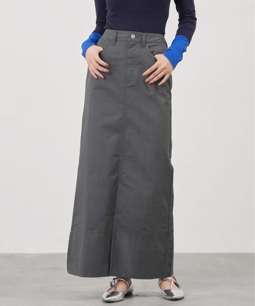 1chaku.（イッチャク）の「ロールアップツイルロングスカート（デニムスカート・レディース・ブラック/キャメル/ダークグレー/カーキ/ブラウン/チャコールグレー・マルチサイズ）」の3枚目の写真