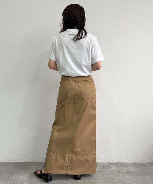 1chaku.（イッチャク）の「ロールアップツイルロングスカート（デニムスカート・レディース・ブラック/キャメル/ダークグレー/カーキ/ブラウン/チャコールグレー・マルチサイズ）」の9枚目の写真