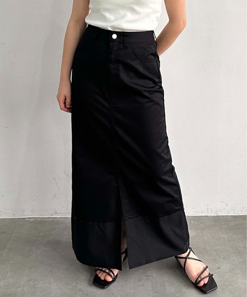 1chaku.（イッチャク）の「ロールアップツイルロングスカート（デニムスカート・レディース・ブラック/キャメル/ダークグレー/カーキ/ブラウン/チャコールグレー・マルチサイズ）」の11枚目の写真