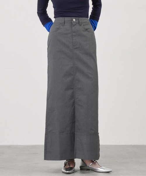 1chaku.（イッチャク）の「ロールアップツイルロングスカート（デニムスカート・レディース・ブラック/キャメル/ダークグレー/カーキ/ブラウン/チャコールグレー・マルチサイズ）」の14枚目の写真