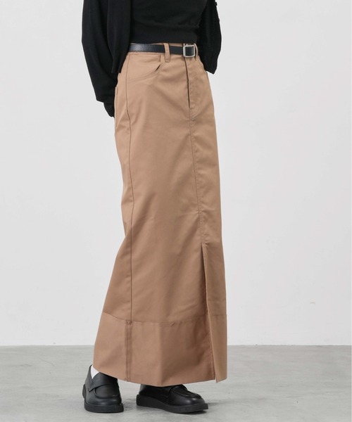 1chaku.（イッチャク）の「ロールアップツイルロングスカート（デニムスカート・レディース・ブラック/キャメル/ダークグレー/カーキ/ブラウン/チャコールグレー・マルチサイズ）」の16枚目の写真