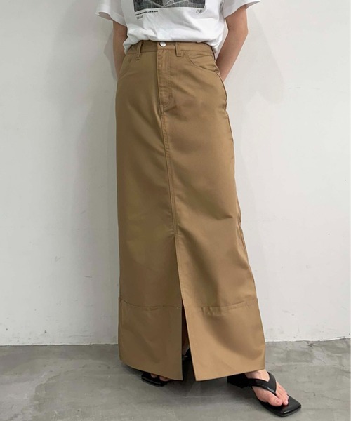 1chaku.（イッチャク）の「ロールアップツイルロングスカート（デニムスカート・レディース・ブラック/キャメル/ダークグレー/カーキ/ブラウン/チャコールグレー・マルチサイズ）」の17枚目の写真