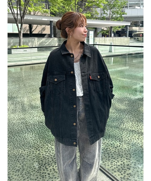 n. Ungrid アングリッド ビックシルエット デニムジャケット 黒 セール】ビッグシルエットデニムジャケット(デニムジャケット