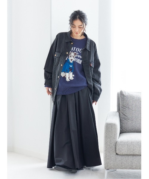 Ungrid(アングリッド)の「ビッグシルエットデニムジャケット(デニムジャケット・レディース・ブルー/ブラック・FREE)」の3枚目の写真