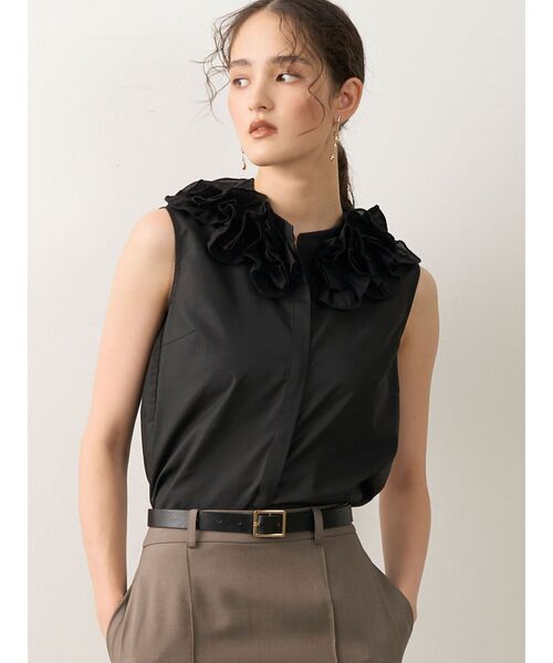 LAGUNAMOON（ラグナムーン）の「ネックモチーフノースリーブブラウス（シャツ/ブラウス・レディース・ホワイト/ブラック/サーモンピンク・FREE）」の6枚目の写真