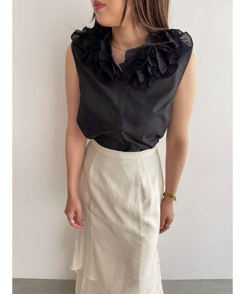 LAGUNAMOON（ラグナムーン）の「ネックモチーフノースリーブブラウス（シャツ/ブラウス・レディース・ホワイト/ブラック/サーモンピンク・FREE）」の14枚目の写真