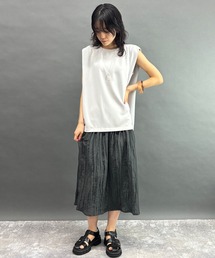 異素材スリーブレスワンピース