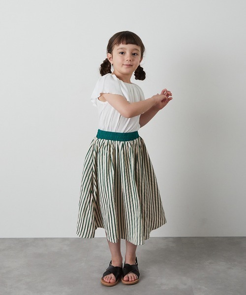 riziere（リジェール）の「ストライプロングスカート（スカート・キッズ・ブラック/ブラウン/グリーン・90/100/110/120/130/140/150）」の3枚目の写真