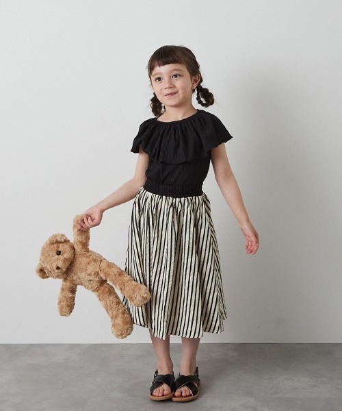 riziere（リジェール）の「ストライプロングスカート（スカート・キッズ・ブラック/ブラウン/グリーン・90/100/110/120/130/140/150）」の2枚目の写真