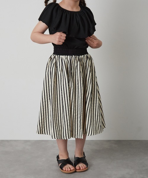 riziere（リジェール）の「ストライプロングスカート（スカート・キッズ・ブラック/ブラウン/グリーン・90/100/110/120/130/140/150）」の11枚目の写真