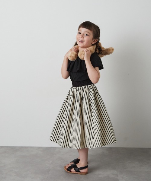 riziere（リジェール）の「ストライプロングスカート（スカート・キッズ・ブラック/ブラウン/グリーン・90/100/110/120/130/140/150）」の13枚目の写真