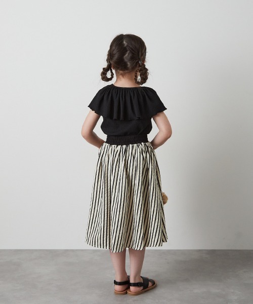 riziere（リジェール）の「ストライプロングスカート（スカート・キッズ・ブラック/ブラウン/グリーン・90/100/110/120/130/140/150）」の14枚目の写真