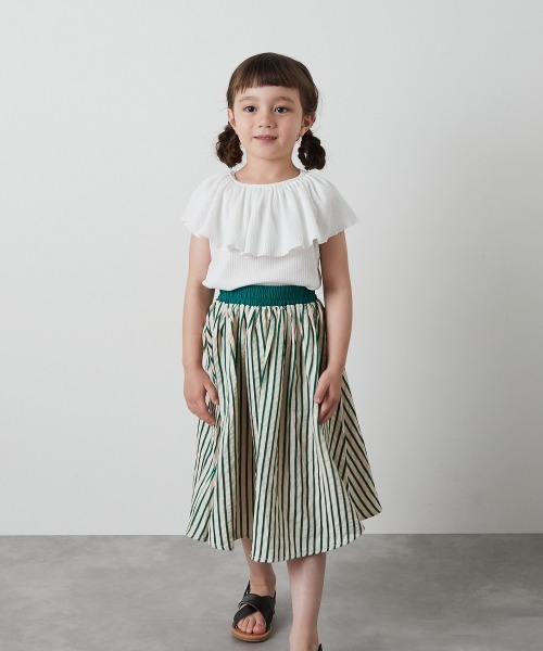 riziere（リジェール）の「ストライプロングスカート（スカート・キッズ・ブラック/ブラウン/グリーン・90/100/110/120/130/140/150）」の9枚目の写真