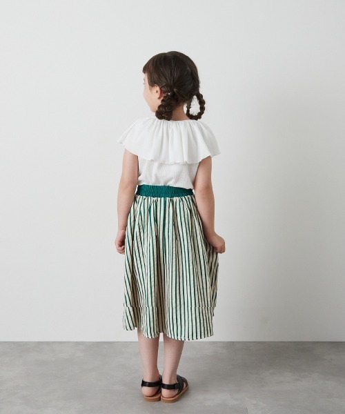 riziere（リジェール）の「ストライプロングスカート（スカート・キッズ・ブラック/ブラウン/グリーン・90/100/110/120/130/140/150）」の10枚目の写真