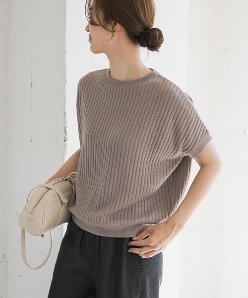 URBAN RESEARCH DOORS(アーバンリサーチドアーズ)の「タックハニカムフレンチプルオーバー(Tシャツ/カットソー・レディース・アイボリー/グレー系その他/カーキ・MEDIUM)」の3枚目の写真