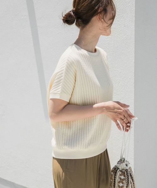 URBAN RESEARCH DOORS(アーバンリサーチドアーズ)の「タックハニカムフレンチプルオーバー(Tシャツ/カットソー・レディース・アイボリー/グレー系その他/カーキ・MEDIUM)」の7枚目の写真