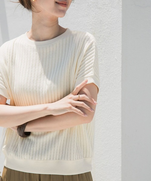 URBAN RESEARCH DOORS(アーバンリサーチドアーズ)の「タックハニカムフレンチプルオーバー(Tシャツ/カットソー・レディース・アイボリー/グレー系その他/カーキ・MEDIUM)」の8枚目の写真