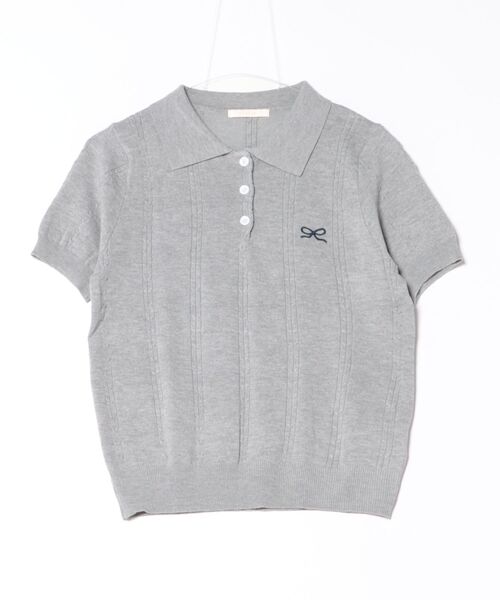 frunco(フランコ)の「【ZOZO限定】リボン刺繍ニットポロ(ポロシャツ・レディース・ホワイト/グレー/ブラック・FREE)」の1枚目の写真