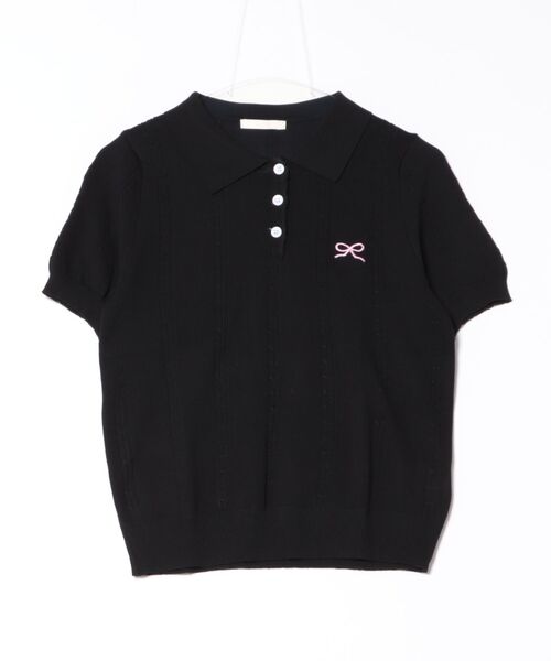 frunco(フランコ)の「【ZOZO限定】リボン刺繍ニットポロ(ポロシャツ・レディース・ホワイト/グレー/ブラック・FREE)」の3枚目の写真