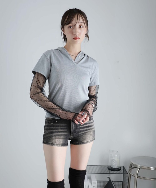 Ulysses(ユリシス)の「スタッズ付きデニムショートパンツ(デニムパンツ・レディース・ブルー/チャコール・S/M)」の14枚目の写真