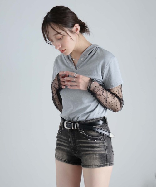 Ulysses(ユリシス)の「スタッズ付きデニムショートパンツ(デニムパンツ・レディース・ブルー/チャコール・S/M)」の19枚目の写真