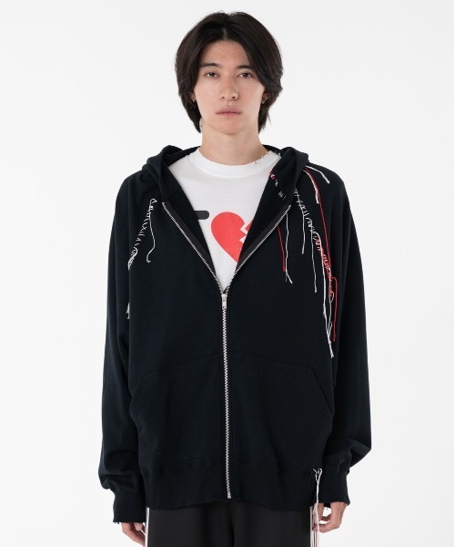 DISCOVERED(ディスカバード)の「LOOPING ZIP SWEAT HOODIE(パーカー・メンズ・ブラック/ホワイト・1/3)」の2枚目の写真