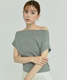 サイドギャザーオフショルダーカットソー